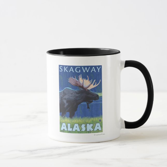 Moose at Night - Skagway, Alaska Mugg (Höger)