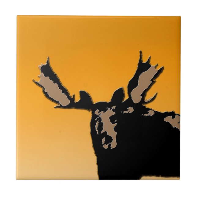 Moose at Sunset - Original Wildlife Art Kakelplatta (Framsidan)