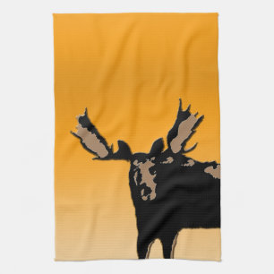 Moose at Sunset - Original Wildlife Art Kökshandduk