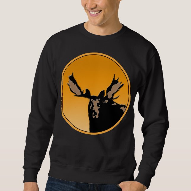 Moose at Sunset - Original Wildlife Art Lång Ärmad Tröja (Framsida)