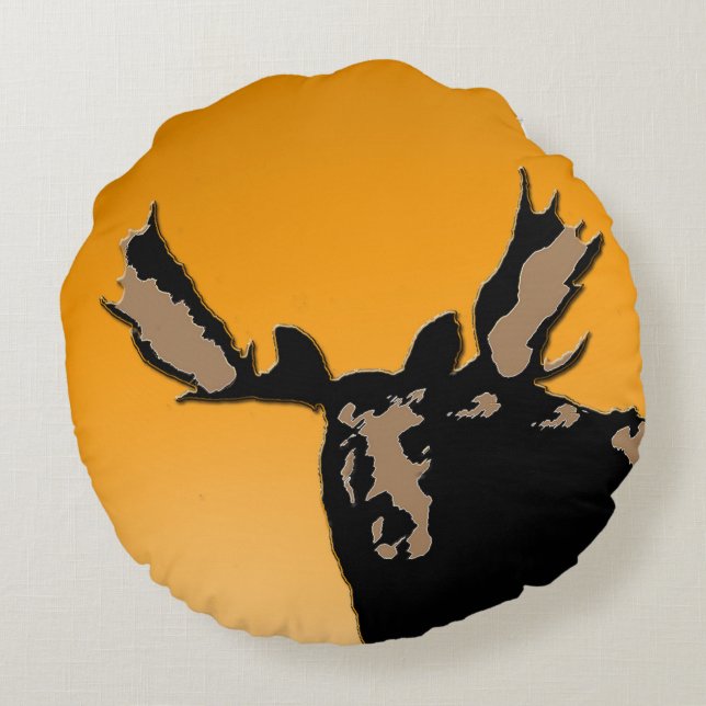 Moose at Sunset - Original Wildlife Art Rund Kudde (Baksidan)