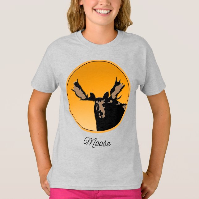Moose at Sunset - Original Wildlife Art T-Shirt (Framsida)