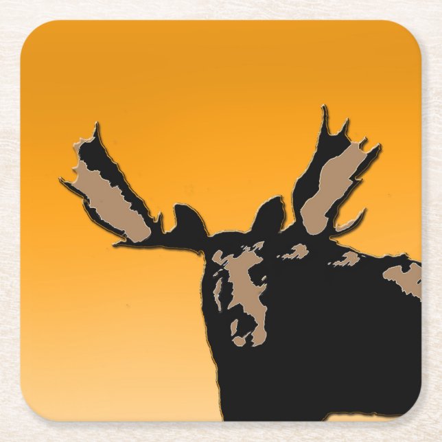 Moose at Sunset - Original Wildlife Art Underlägg Papper Kvadrat (Framsidan)
