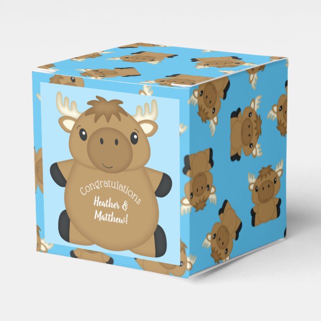 Moose Baby Shower Blue Boy Presentaskar (Framsidan Sidan)