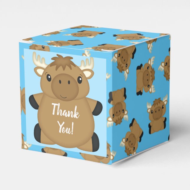Moose Baby Shower Blue Boy Presentaskar (Framsidan Sidan)