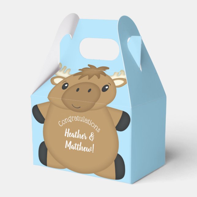 Moose Baby Shower Blue Boy Presentaskar (Framsidan Sidan)