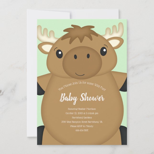 Moose Baby Shower Inbjudningar (Framsida)