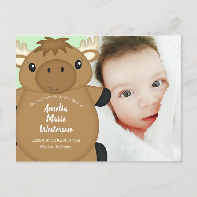 Moose Baby Shower Vykort (Framsida)