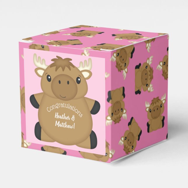 Moose Baby Shower Woodland Presentaskar (Framsidan Sidan)