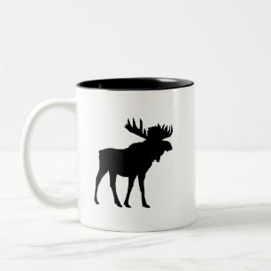 Moose Black Silhouette Mountain Living Två-Tonad Mugg