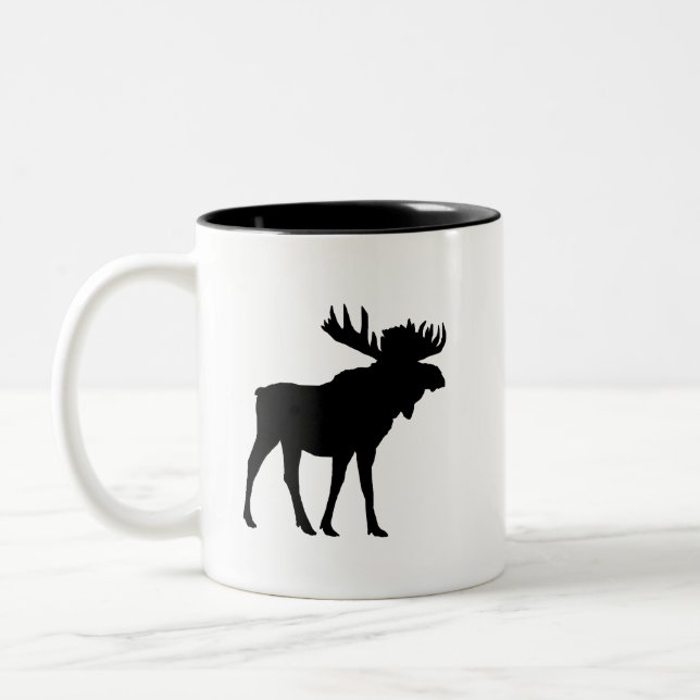 Moose Black Silhouette Mountain Living Två-Tonad Mugg (Vänster)