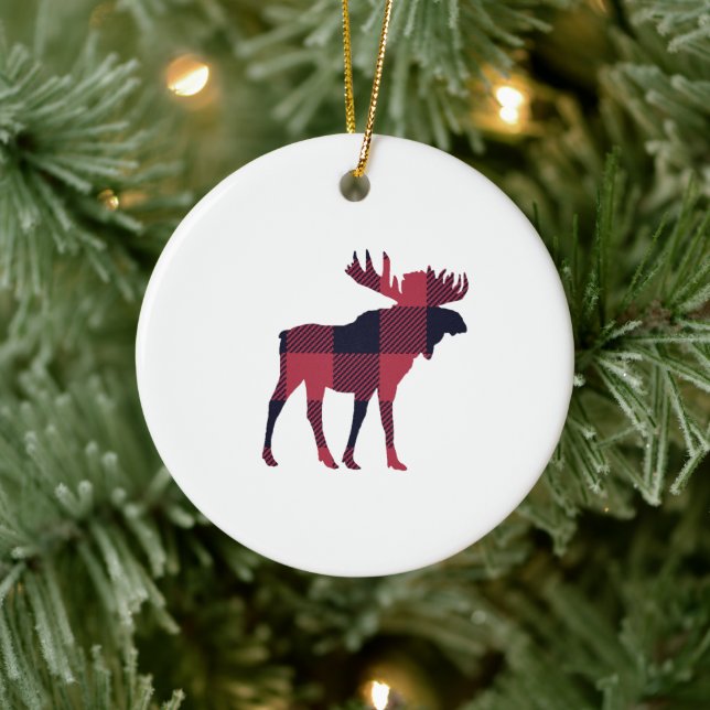 Moose Buffalo Check Ceramic Ornament (Träd)