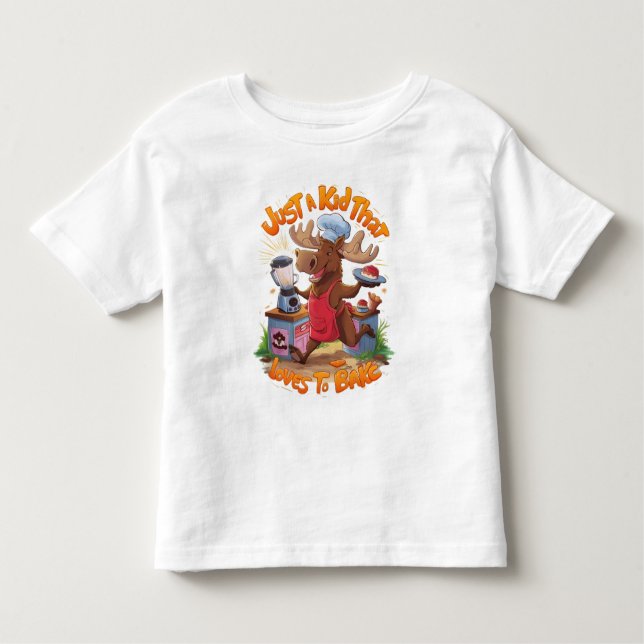 Moose Chef Backning by the Stove T Shirt (Framsida)