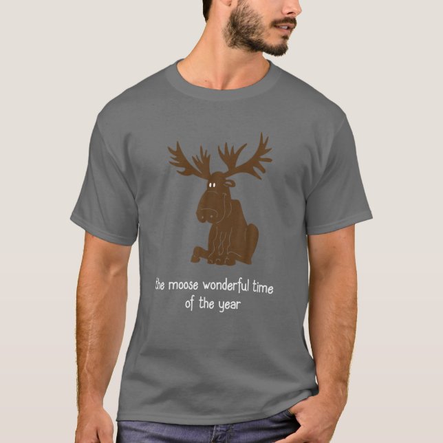 Moose Christmas The Moose Wonderful Time Of The Ye T Shirt (Framsida)