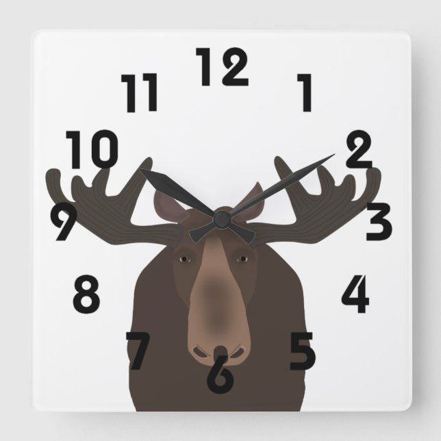 Moose Clock Fyrkantig Klocka (Framsida)