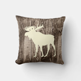 Moose (Cream) Wildlife on Rustic Wood Cabin Kudde