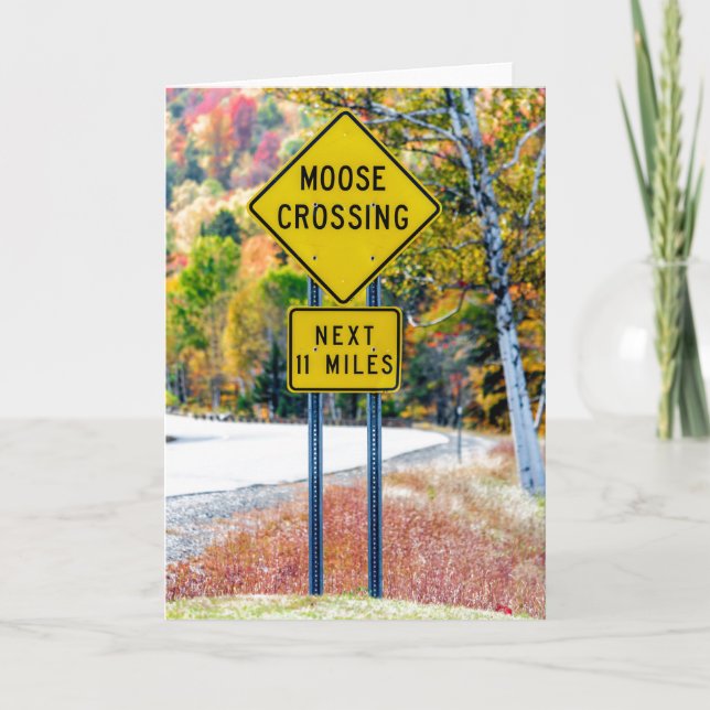 Moose Crosing Greeting Card Kort (Framsida)