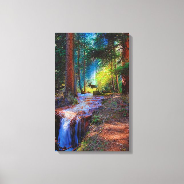 Moose Crosing High Mountain Stream Canvastryck (Framsida)