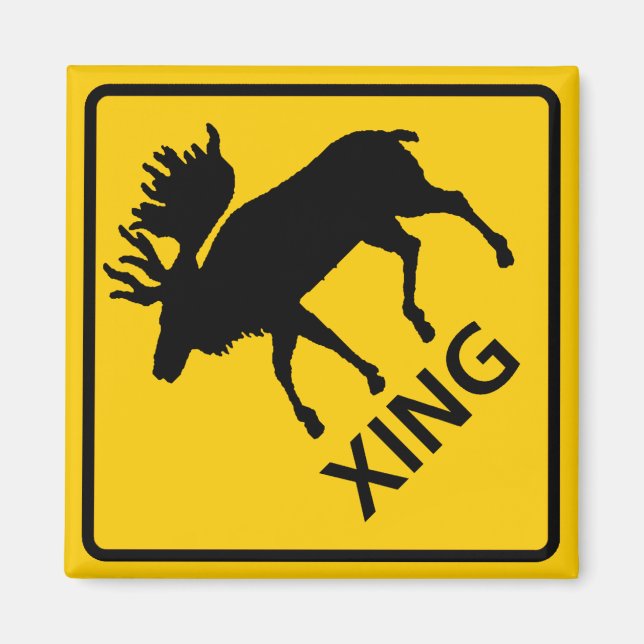 Moose Crosing Highway Sign Magnet (Framsidan)
