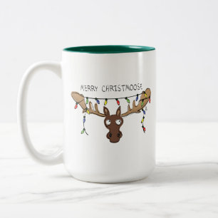 Moose Cute Funny jul Två-Tonad Mugg