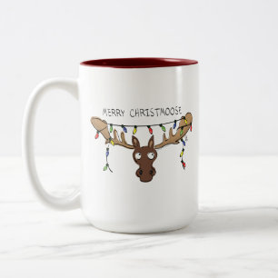 Moose Cute Funny jul Två-Tonad Mugg