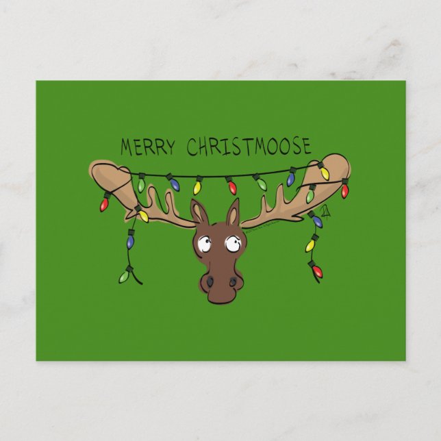 Moose Cute Funny jul Vykort (Framsida)