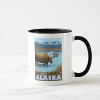Moose Drinking vid Sjö - Ketchikan, Alaska