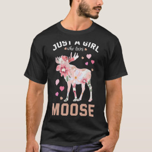 Moose Elk Hjort Flower Blommigt Animal Fläkt T Shirt
