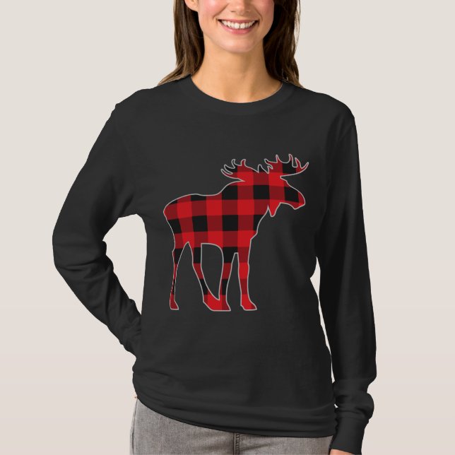Moose Elk Play Buffalo Check Pajama Lumberjack Ch T Shirt (Framsida)