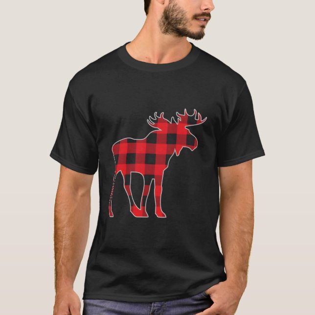 Moose Elk Play Buffalo Check Pajama Lumberjack Ch T Shirt (Framsida)
