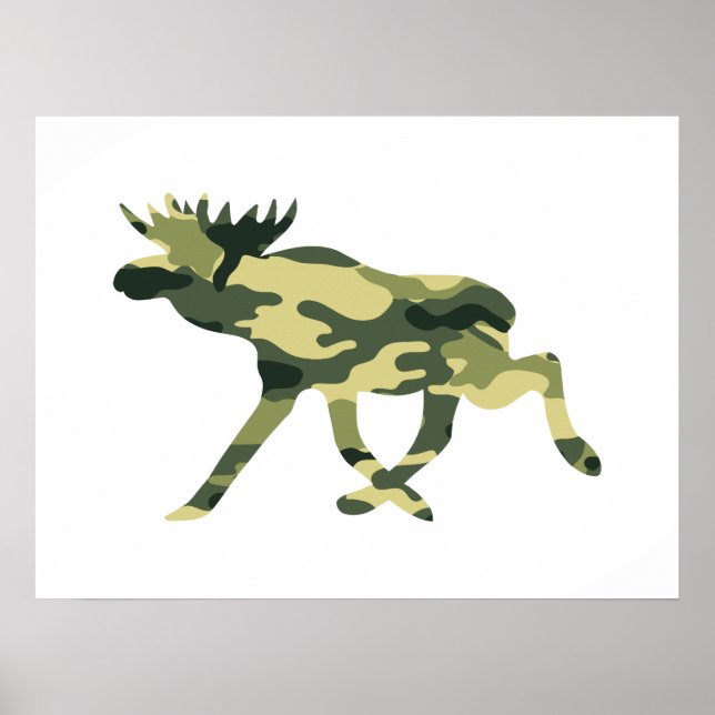 Moose / Elk Woodland Camouflage / Camo Poster (Framsidan)