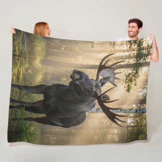 Moose & Forest Nature Blanket - Mysiga vilda djur  Fleecefilt