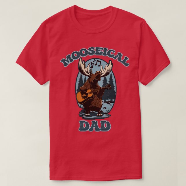Moose från Mooseic Musical Pappa med en akustisk g T Shirt (Design framsida)