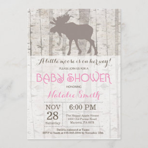 Moose Girl Baby Shower-inbjudan Rustic Woodland Inbjudningar