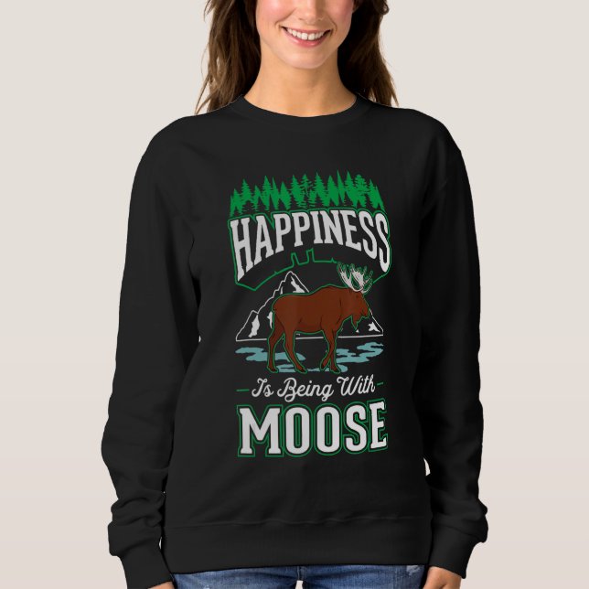 Moose Happiness Scandinavia Moose Antler T Shirt (Framsida)