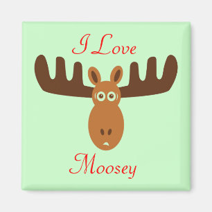 Moose Head_I Kärlek Mosey 2_on grönt Magnet