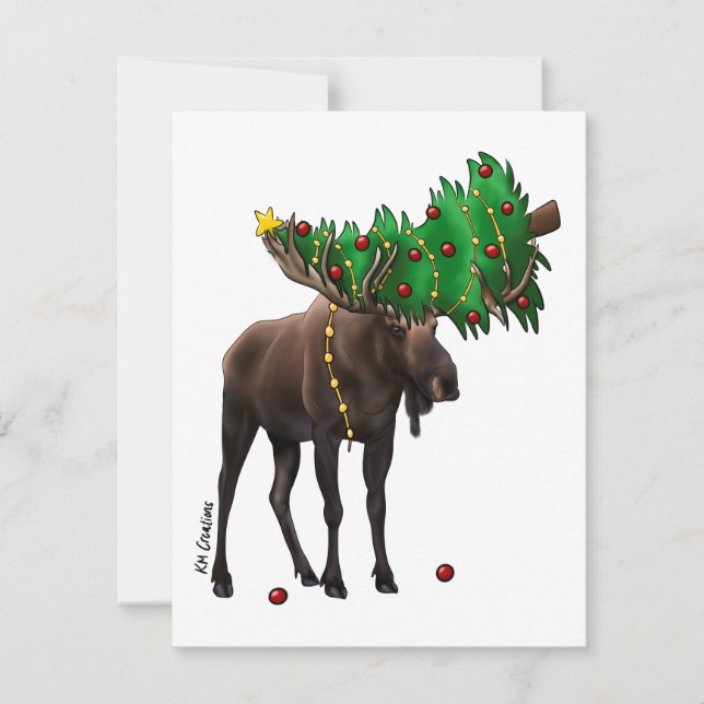Moose - helgdag-kort julkort (Framsida)