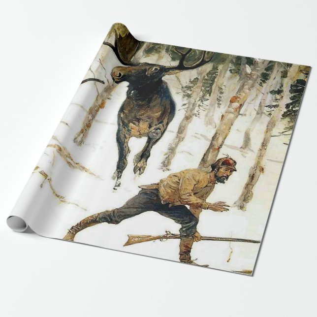 Moose Hunt av Frederic Remington Presentpapper (Utrullad)