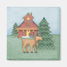 Moose i Cabin Magnet