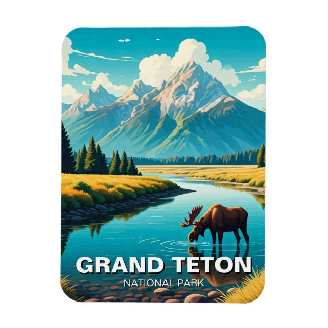 Moose i Grand Teton nationalpark Magnet (Vertikal)