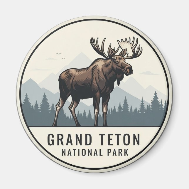 Moose i Grand Teton nationalpark Magnet (Framsidan)