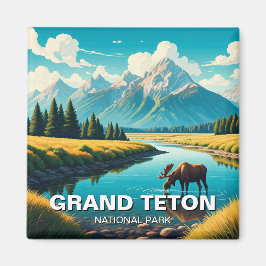 Moose i Grand Teton nationalpark Magnet