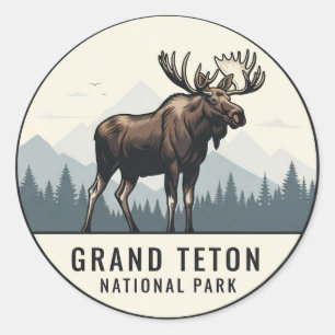 Moose i Grand Teton nationalpark Runt Klistermärke