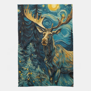 Moose i Gräs Forest Van Gogh Kökshandduk