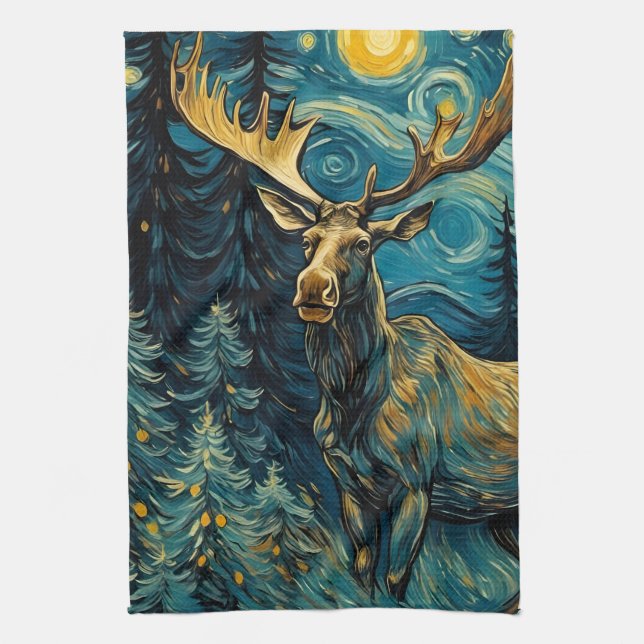 Moose i Gräs Forest Van Gogh Kökshandduk (Vertikal)