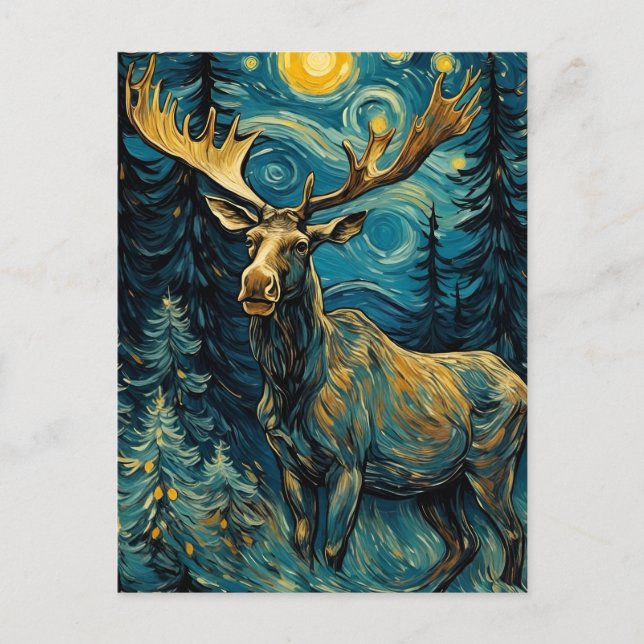 Moose i Gräs Forest Van Gogh Vykort (Framsida)
