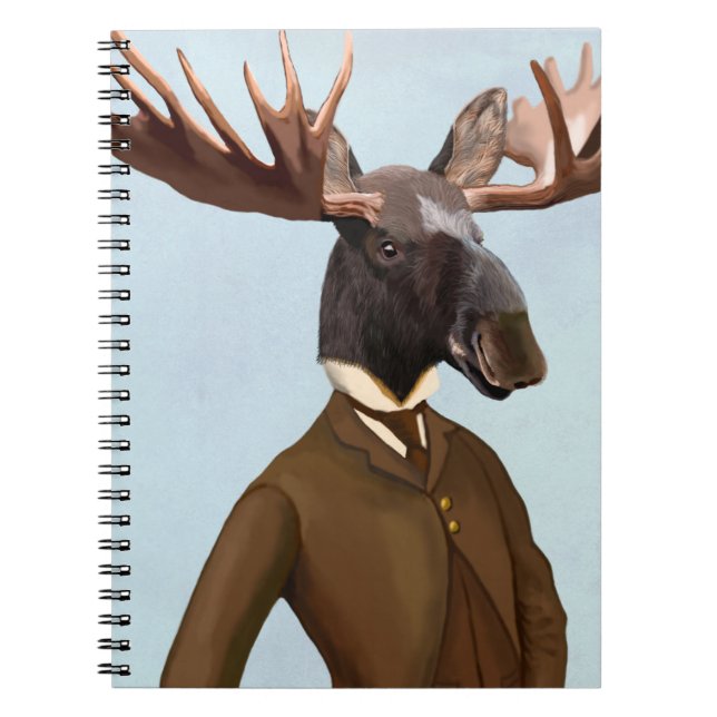 Moose i Kostym Porträtt Anteckningsbok Med Spiral (Framsidan)