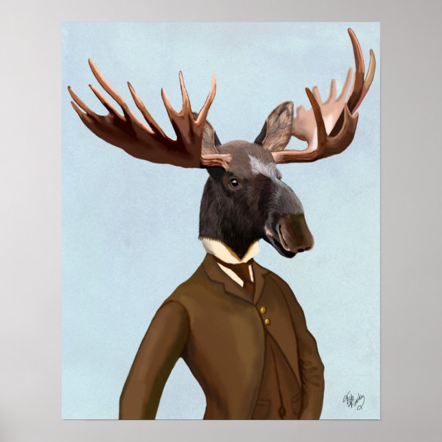 Moose i Kostym Porträtt Poster (Framsidan)