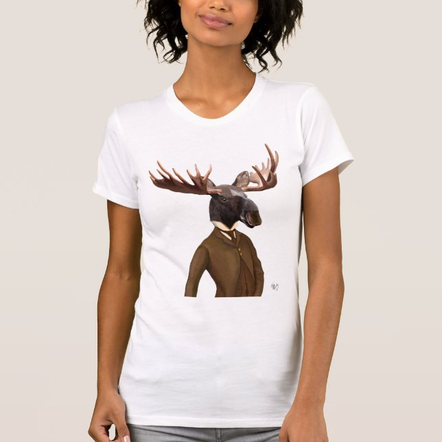 Moose i Kostym Porträtt Tee Shirt (Framsida)