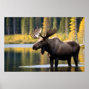 Moose i sjö poster